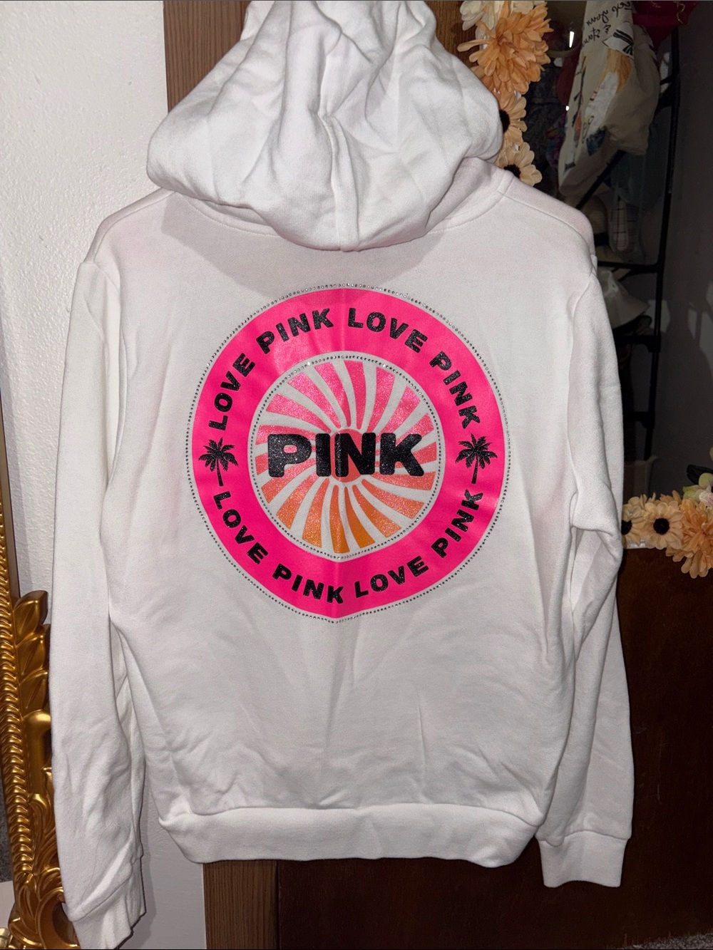 PINK Victoria's Secret Neon Pink & Orange Graphic zip up jacket